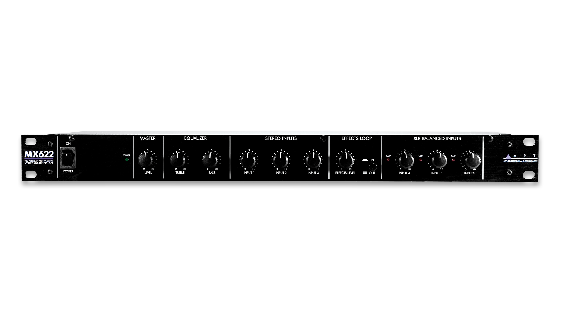 MX622 – 6 Ch (1U) Stereo Mixer w/ EQ/EFX Loop – ART Pro Audio