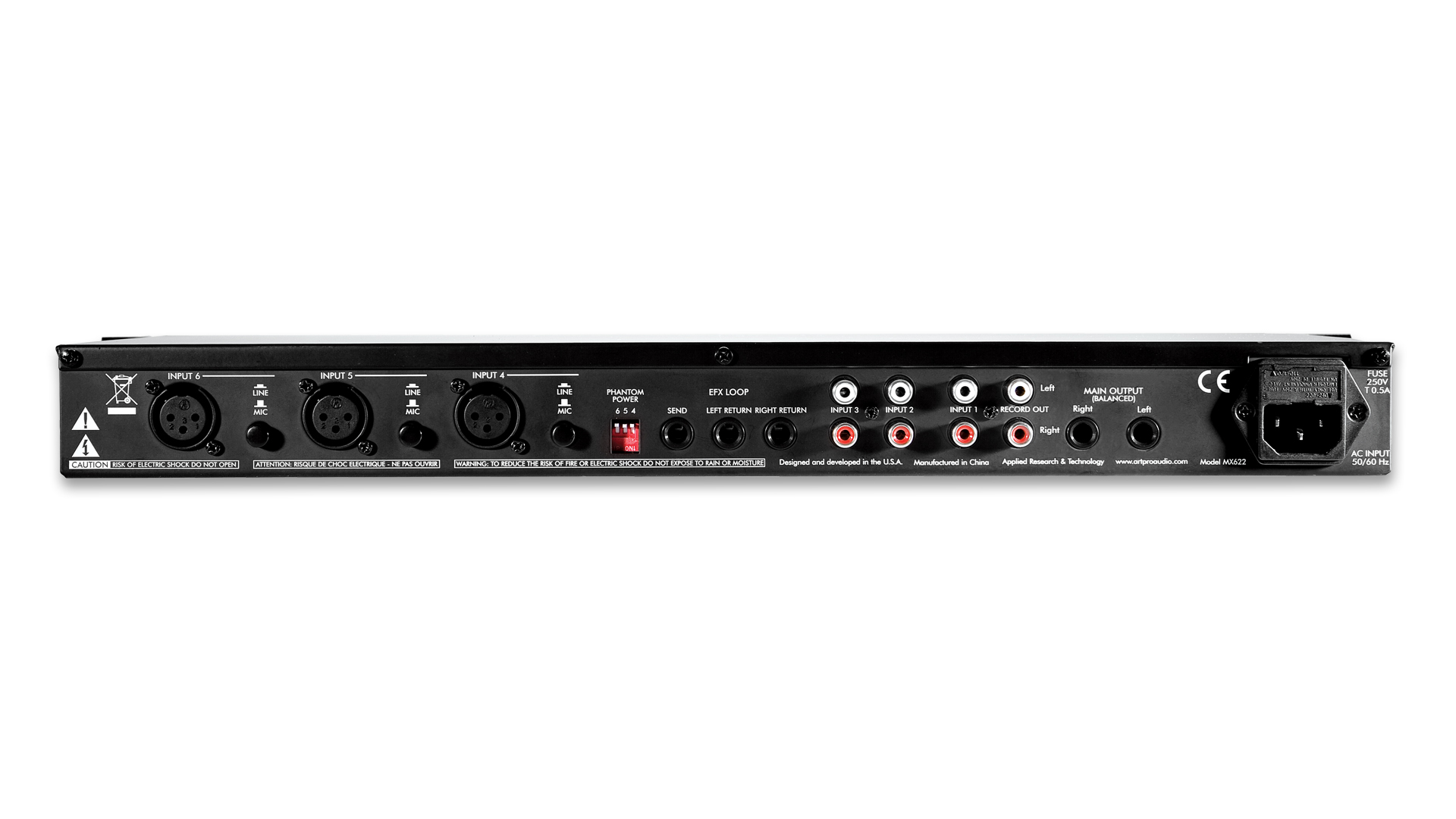 MX622 – 6 Ch (1U) Stereo Mixer w/ EQ/EFX Loop – ART Pro Audio